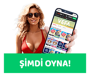 Telefon ekranında oyun sayfasını gösteren görsel ile yanında güneş gözlüklü kadın bulunan görsel